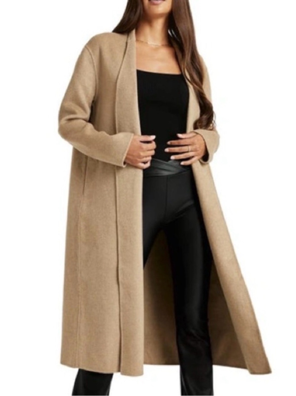 Splendid Cella Jane Double Face Wool Blend Midi Draped Cocoon Coat - size SMALL